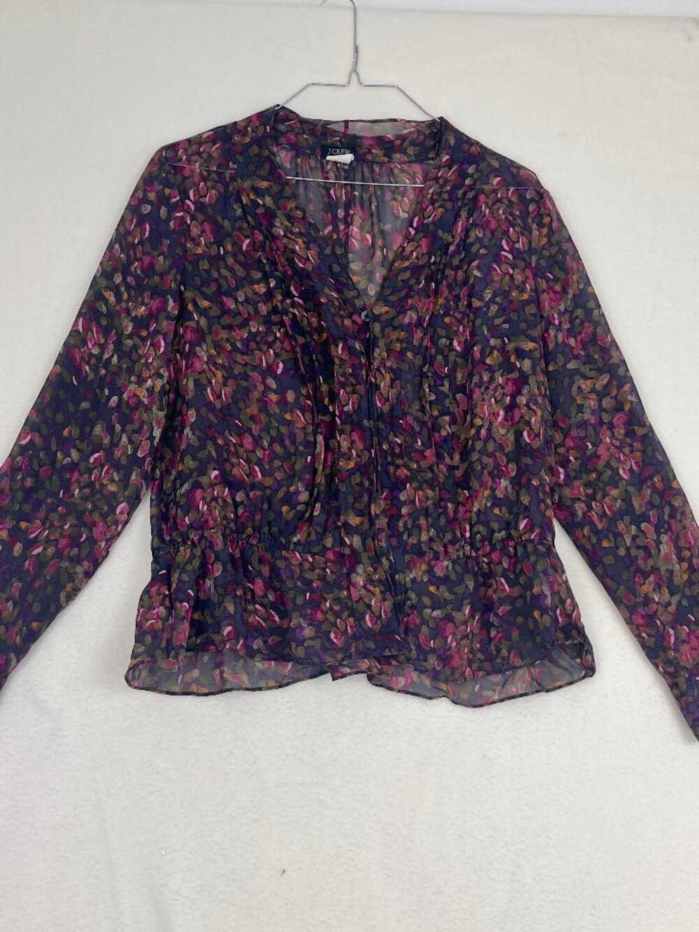J. Crew Vintage 90s Silk Blouse Floral Print Button Front Size S